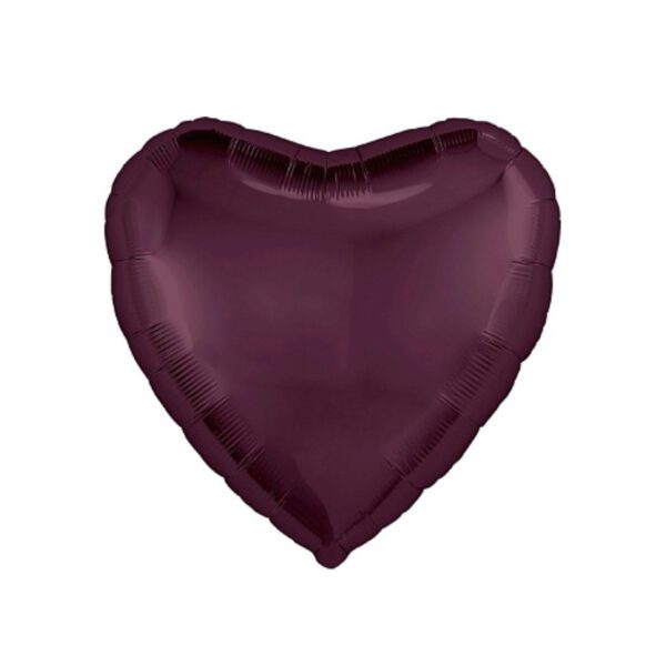 Сердце фольгированное (цвет: тёмная вишня), 82 см