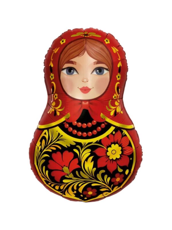 Шар “Матрёшка золотая роспись”фольгированный 81 см